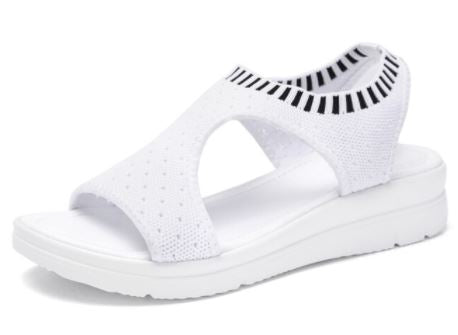 Weiße Damen-Sandale, atmungsaktiv, rutschfest, bequem, ideal für Sommer, Freizeit.