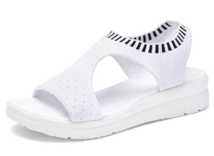 Weiße Damen-Sandale, atmungsaktiv, rutschfest, bequem, ideal für Sommer, Freizeit.