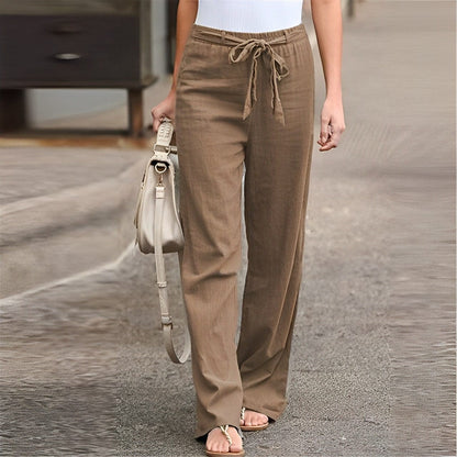 Wide-Leg Tie-Waist Women's Trousers - Laverne