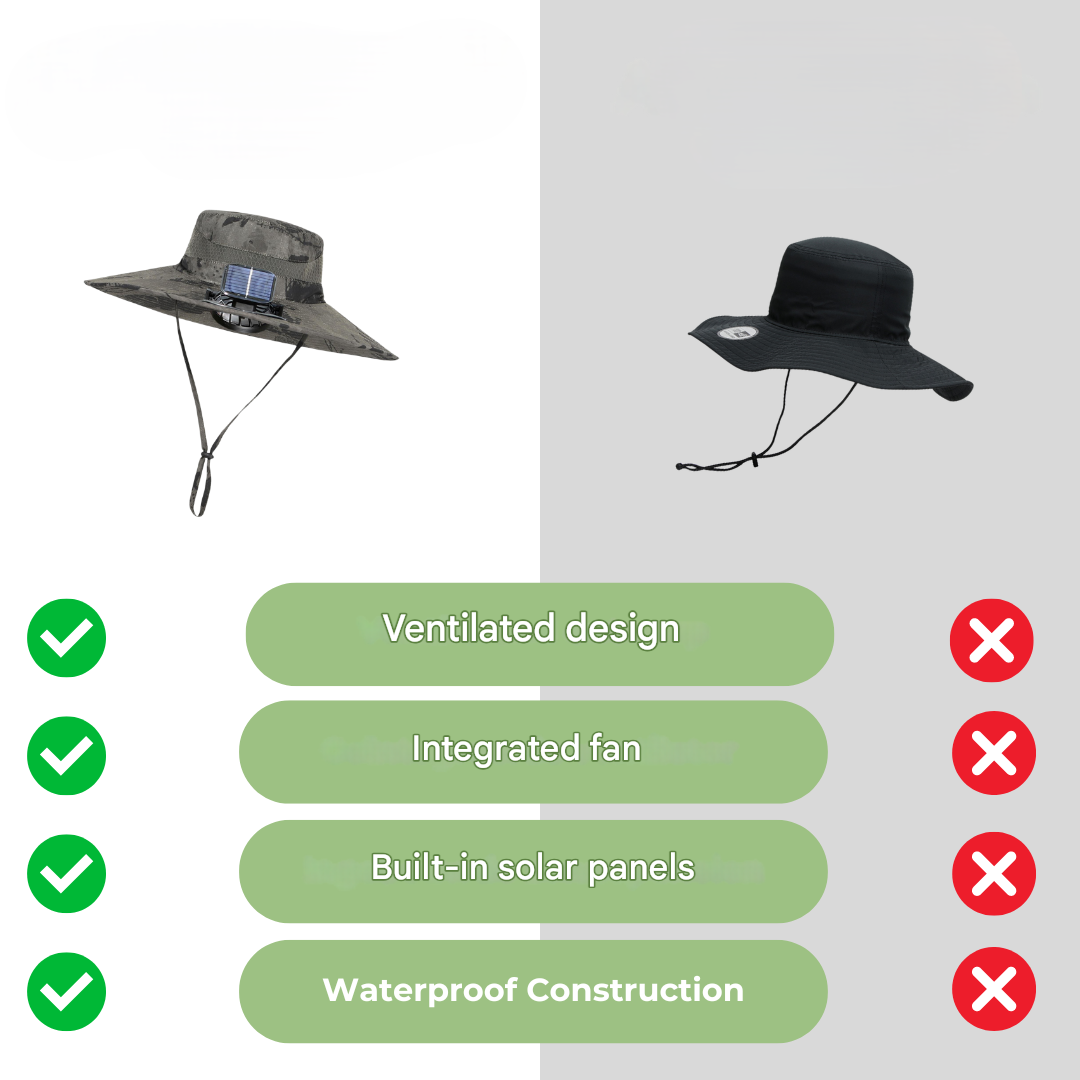 Utomhus solhatt med inbyggd fläkt – Sunbreeze