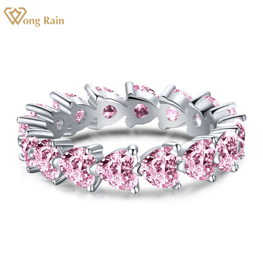 Silberring mit rosa Saphiren, Herzform, Ehering, Wong Rain, Schmuck, Damenaccessoire