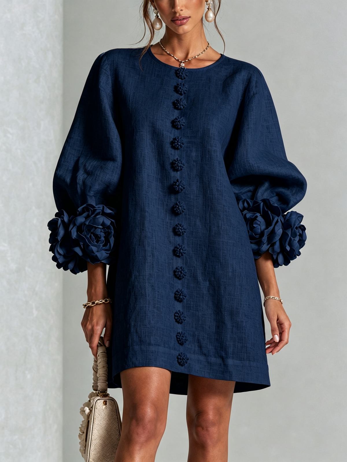 Boryana Colorful Mini Dress with Statement Ruffled Cuffs 11