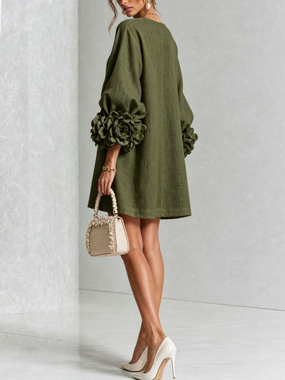 Boryana Colorful Mini Dress with Statement Ruffled Cuffs 9