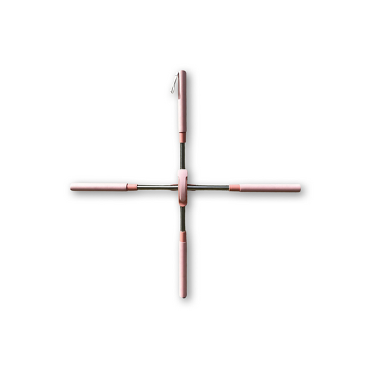 Rosa faltbarer Selfie-Stick, kompakt, tragbar, ideal für Reisen und Selfies.
