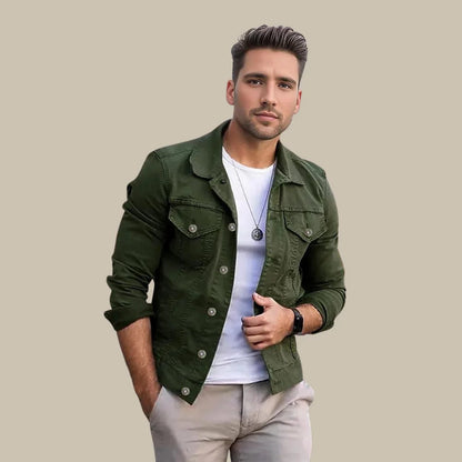 Herr denimjacka med slim fit-passform – Milano