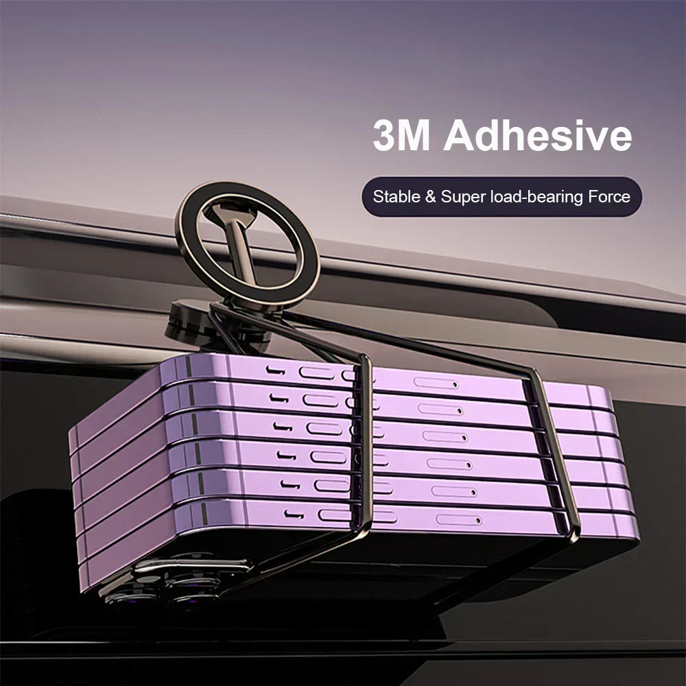 Lila magnetische Handyhalterung fürs Auto, 360° verstellbar, kompatibel mit iPhone, 3M Kleber.