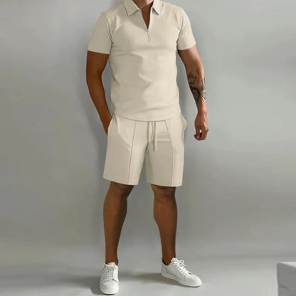 Herrsportset Polo med dragkedja och shorts för sommarstil - Dario