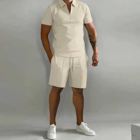Herrsportset Polo med dragkedja och shorts för sommarstil - Dario