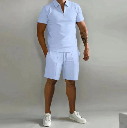 Herrsportset Polo med dragkedja och shorts för sommarstil - Dario