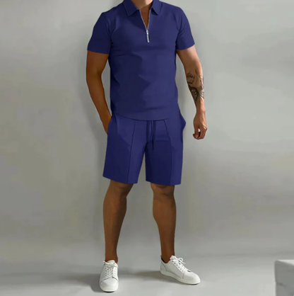 Herrsportset Polo med dragkedja och shorts för sommarstil - Dario