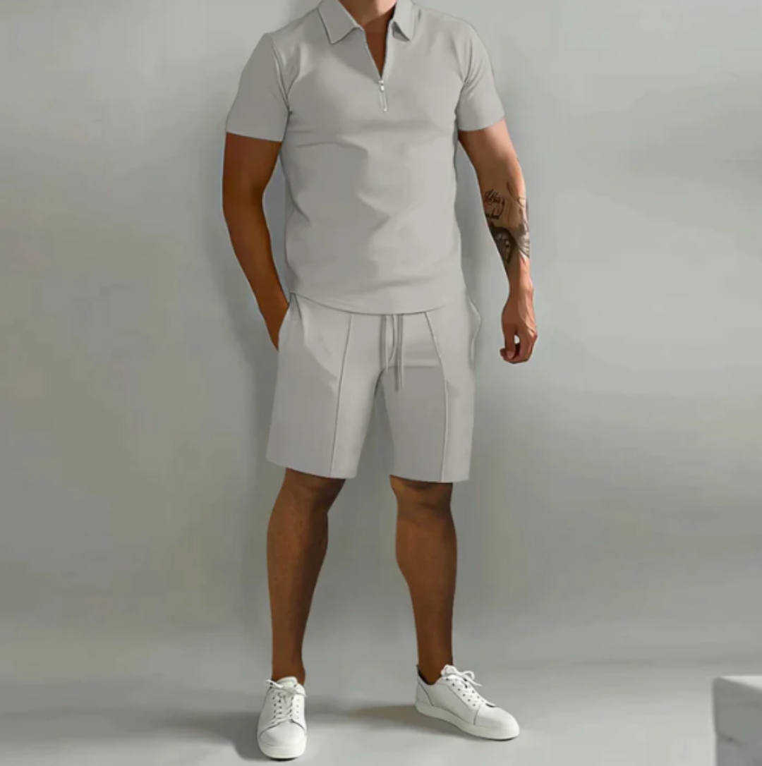 Herrsportset Polo med dragkedja och shorts för sommarstil - Dario