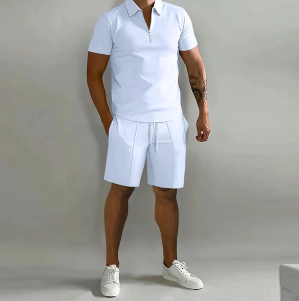 Herrsportset Polo med dragkedja och shorts för sommarstil - Dario