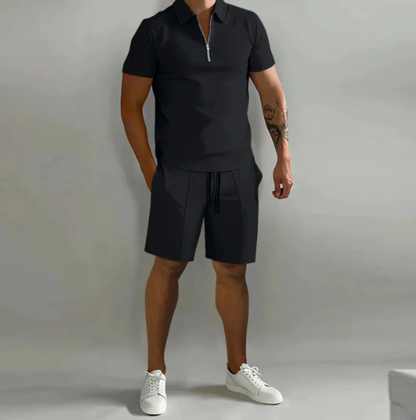 Herrsportset Polo med dragkedja och shorts för sommarstil - Dario