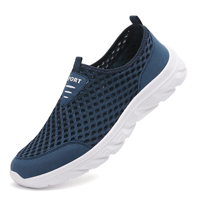 Blauer Herren-Mesh-Loafer, atmungsaktiv, leicht, sportlich, rutschfest, Freizeitschuh.