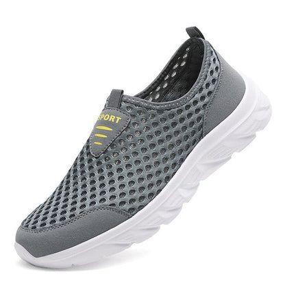 Graue Herren-Mesh-Loafers, atmungsaktiv, leicht, sportlich, rutschfest, Freizeitschuhe.