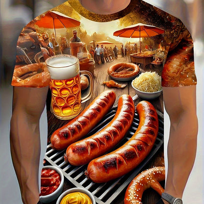 Herrarnas kortärmade T‑shirt med BBQ- och öltryck – Karl Oktoberfest 2026