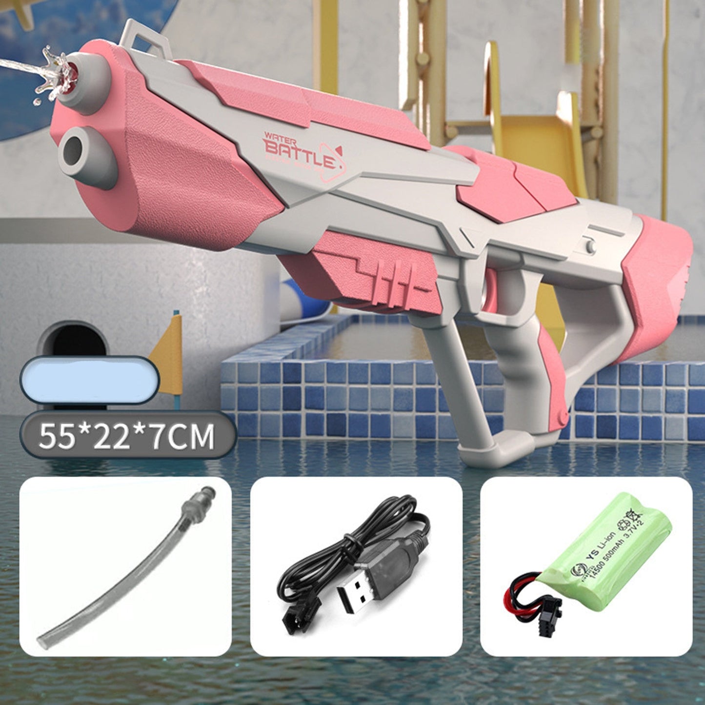 Vattenpistol med tryckstråle & USB-batteri för barn & vuxna – SpritzPower X1