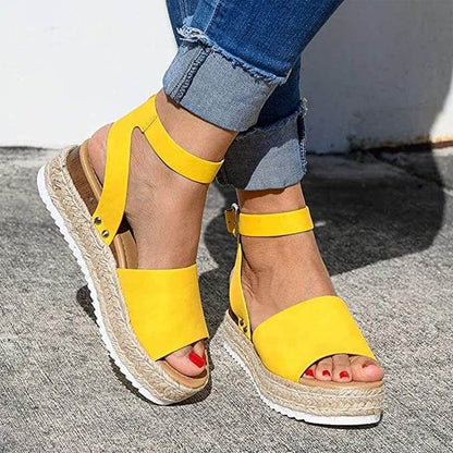 Damskor Plateau-espadriller Sandaler med kilklack och remmar – Livia