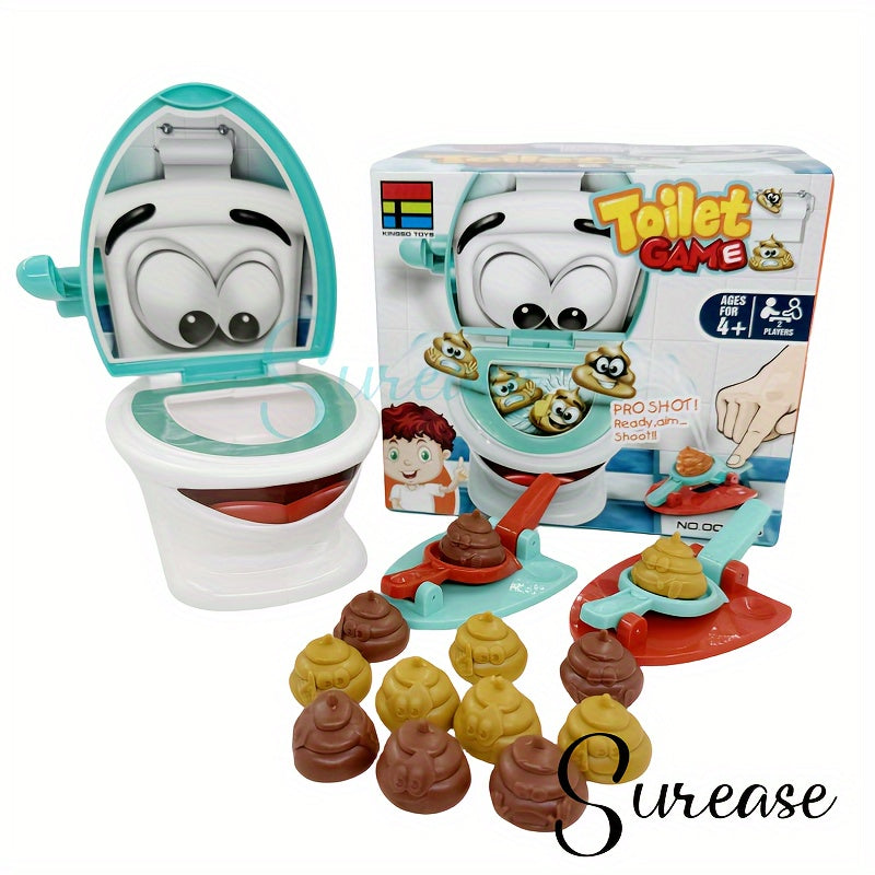 Spielzeug-Toilettenspiel für Kinder, lustiges Wurfspiel, bunt, ab 4 Jahren.