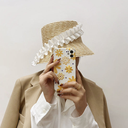 Flätad sommarhatt med veck och ränder – BreezyStripes