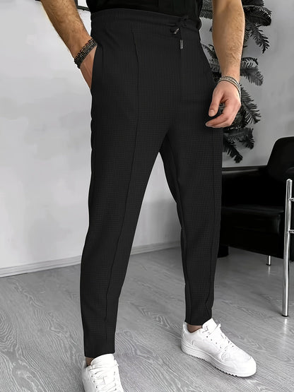 Herren Chinohose schwarz kariert, modern, elegant, Freizeitmode, Baumwolle, Slim Fit.