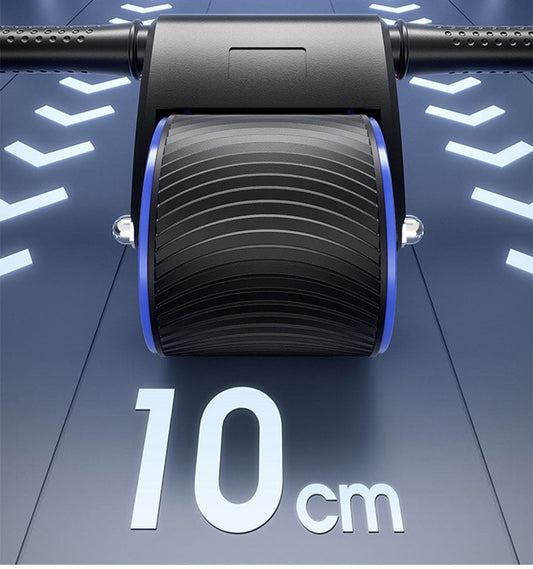 Ab Roller mit 10 cm breitem Rad, Fitnessgerät für effektives Bauchmuskeltraining, schwarz-blau.