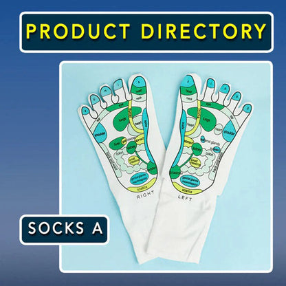 Akupressur-Socken weiß, bedruckt mit Reflexzonen, Gesundheitsförderung, Entspannung.