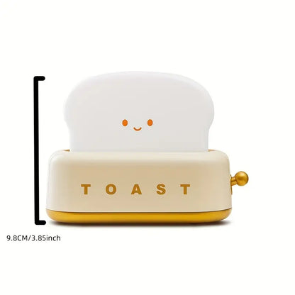 Niedlicher Toaster in Weiß und Gelb, lächelndes Gesicht, 9,8 cm hoch, Küchengerät.