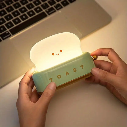 Niedliche Toast-Nachtlampe, LED, tragbar, grün, für Kinderzimmer, Dekoration, Geschenkidee.