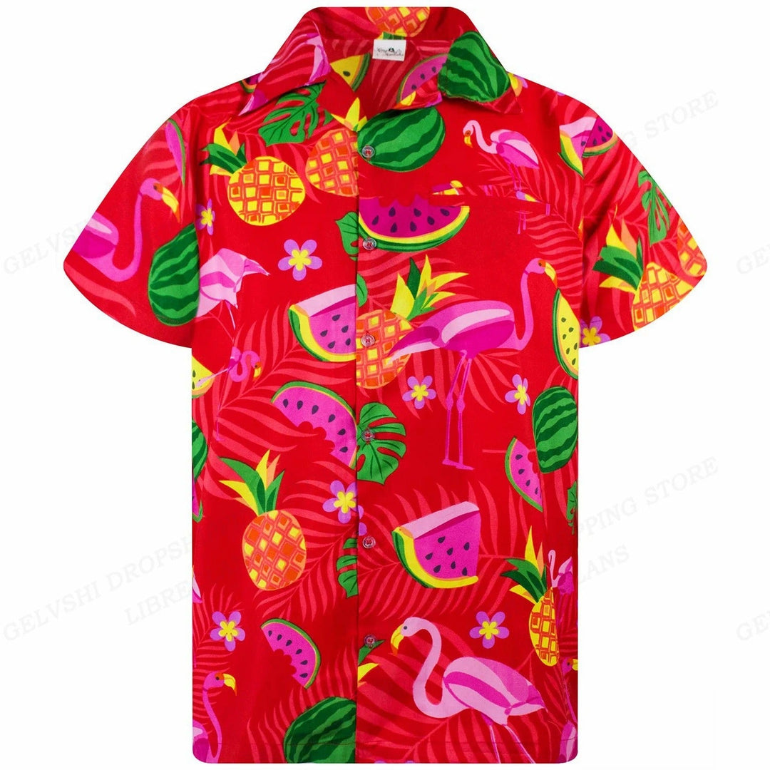 Tropisk 3D-flamingoskjorta – Kai