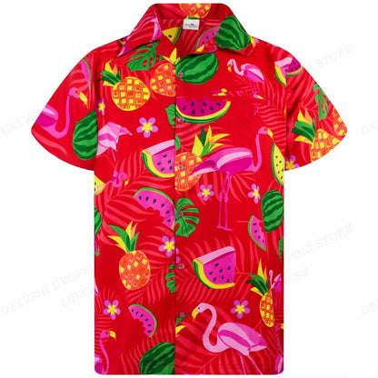 Tropisk 3D-flamingoskjorta – Kai