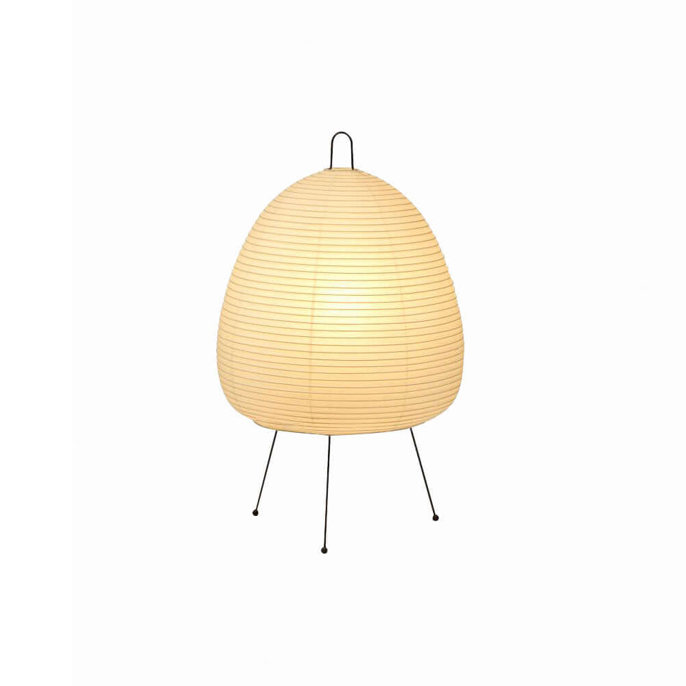 Akari Tischlampe, Papier, beige, modernes Design, dreibeinig, Innenbeleuchtung, dekorativ.