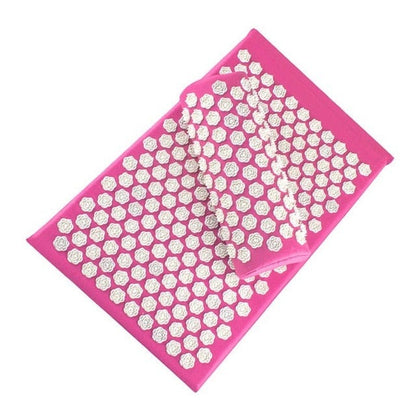 Rosa Akupressurmatte mit weißen Massagepunkten, Entspannung, Schmerzlinderung, Yoga Zubehör.