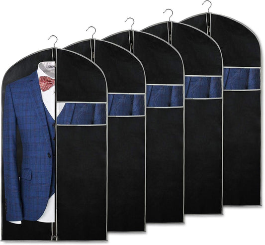 Andningsbart set med klädöverdrag – 5-pack klädförvaringsfodral med fönster (2 för priset av 1)