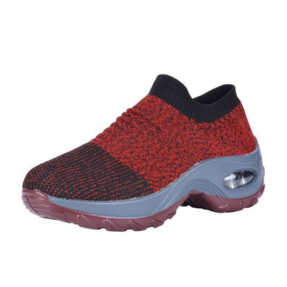 Rote Damen-Walkingschuhe, bequem, atmungsaktiv, rutschfest, für Outdoor-Aktivitäten.