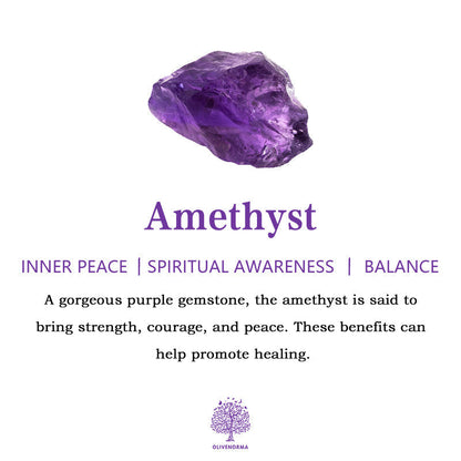 Amethyst Edelstein, lila, spirituelles Bewusstsein, innerer Frieden, Balance, Heilung fördern.