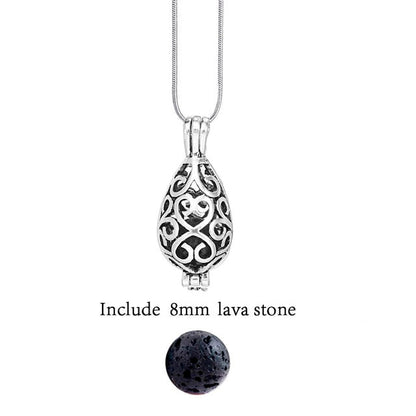 Silberner Anhänger mit filigranem Design, enthält 8mm Lavastein, Schmuck für Damen.