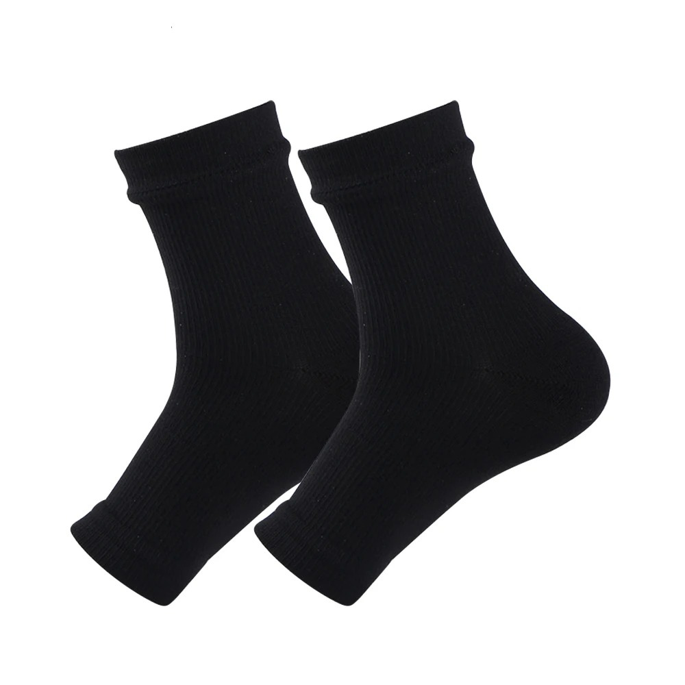 Schwarze Kompressionssocken für Knöchel, elastisch, atmungsaktiv, Unisex, Sportbekleidung.