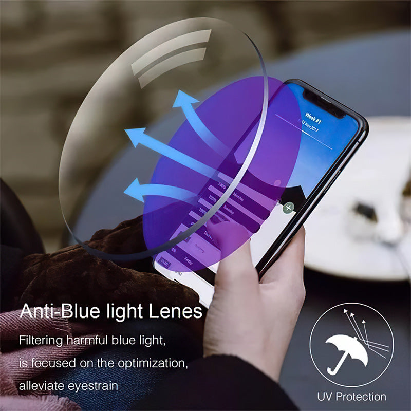 Smartphone mit Anti-Blaulicht-Filter, UV-Schutz, reduziert Augenbelastung, optimiert Bildschirm.