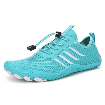 Türkiser Barfußschuh für Damen, atmungsaktiv, rutschfest, ideal für Outdoor-Aktivitäten.