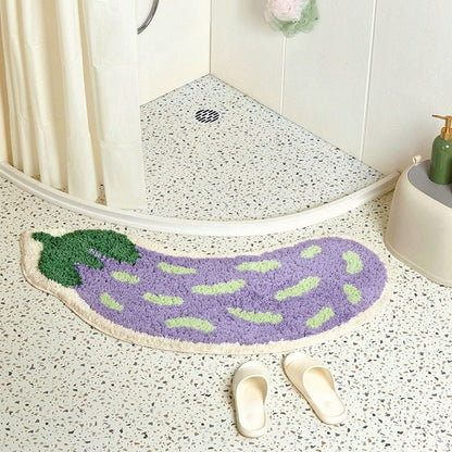 Halkfri badmatta med banan- eller auberginedesign - ZestPad