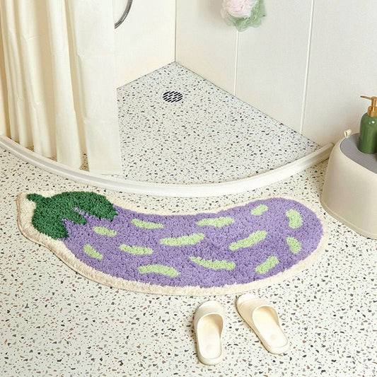 Halkfri badmatta med banan- eller auberginedesign - ZestPad