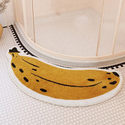 Halkfri badmatta med banan- eller auberginedesign - ZestPad