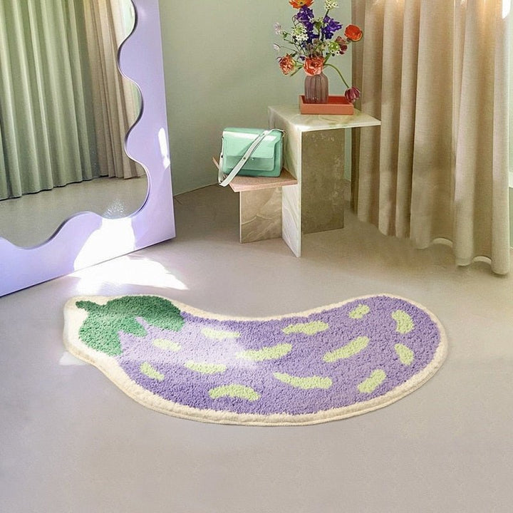 Halkfri badmatta med banan- eller auberginedesign - ZestPad