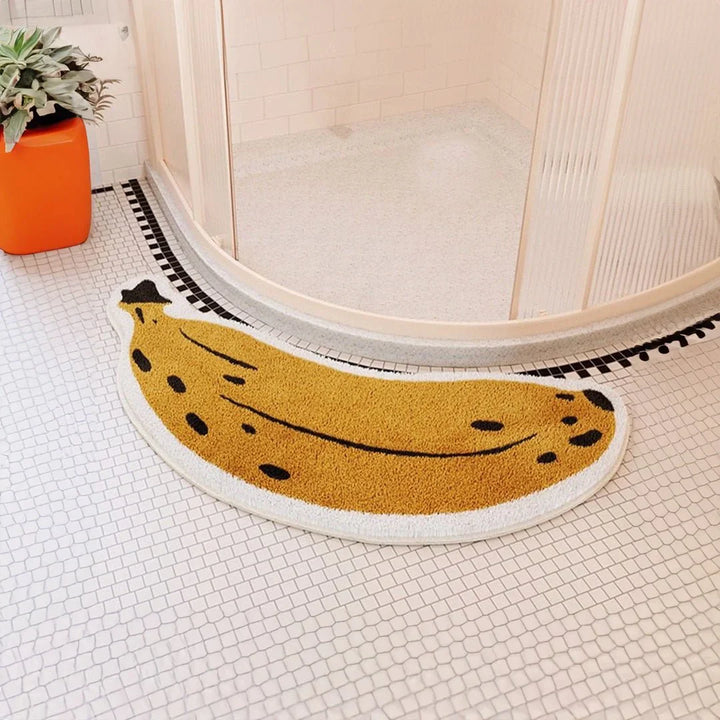 Halkfri badmatta med banan- eller auberginedesign - ZestPad