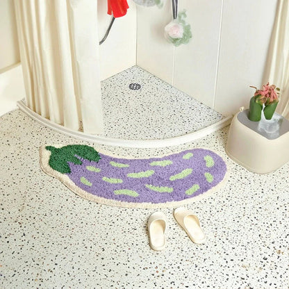 Halkfri badmatta med banan- eller auberginedesign - ZestPad