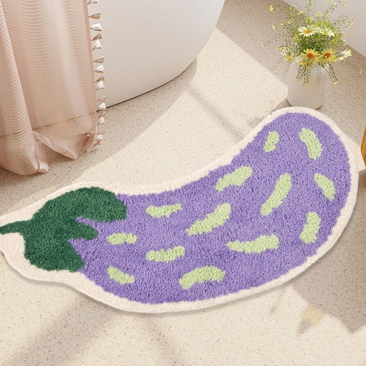 Halkfri badmatta med banan- eller auberginedesign - ZestPad