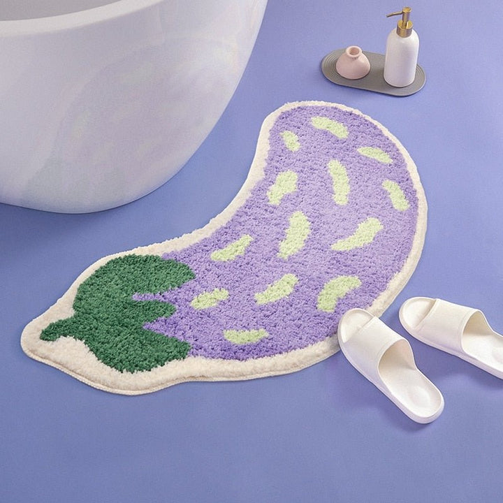 Halkfri badmatta med banan- eller auberginedesign - ZestPad