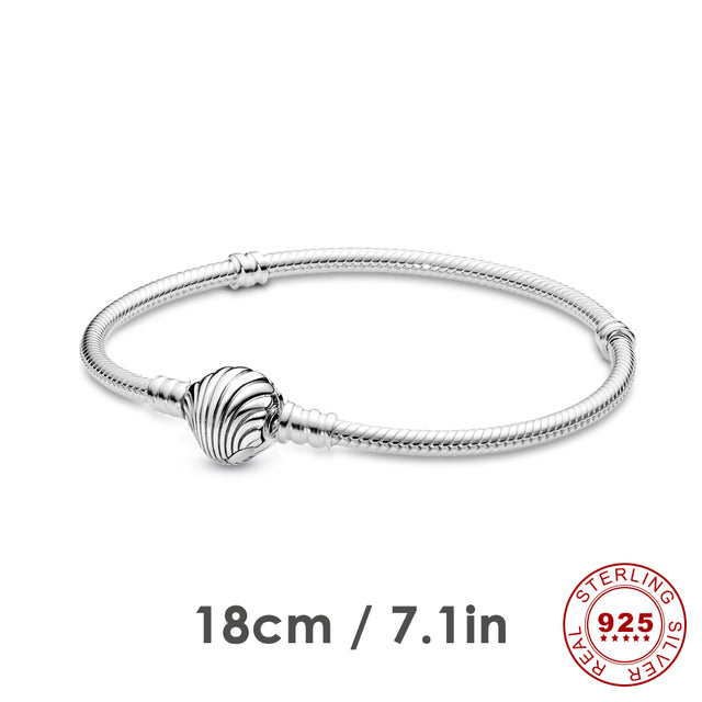 Pandora Armband mit Ariel Muschel-Anhänger, 925 Sterling Silber, 18 cm, Disney Die kleine Meerjungfrau.