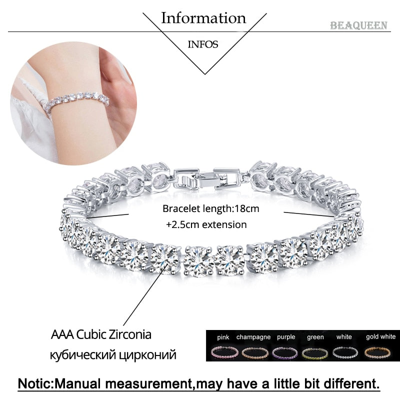 Silbernes Armband mit AAA Zirkonia, 18cm Länge, verstellbar, eleganter Schmuck für Damen.